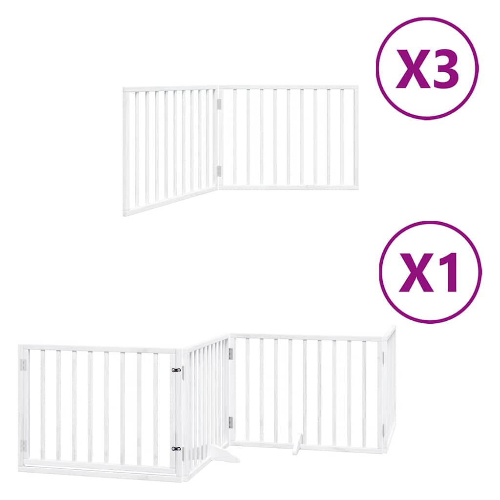 Vidaxx puerta para perros plegable con puerta 10 paneles 800cm madera de álamo blanco