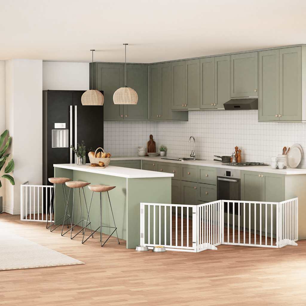 Vidaxx puerta para perros plegable con puerta 10 paneles 800cm madera de álamo blanco