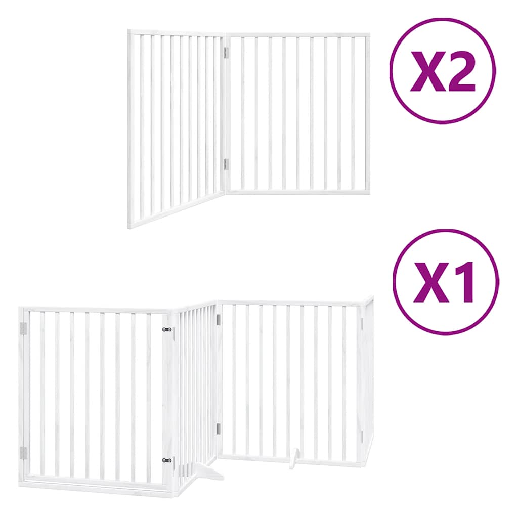 Vidaxx puerta para perros plegable con puerta 8 paneles 640 cm madera de álamo blanco
