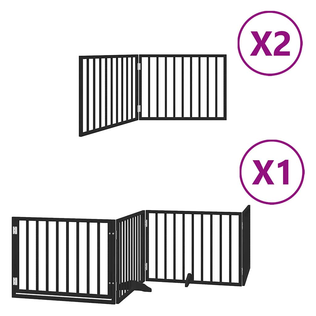 Vidaxx puerta para perros plegable 8 paneles 640 cm madera de álamo negro