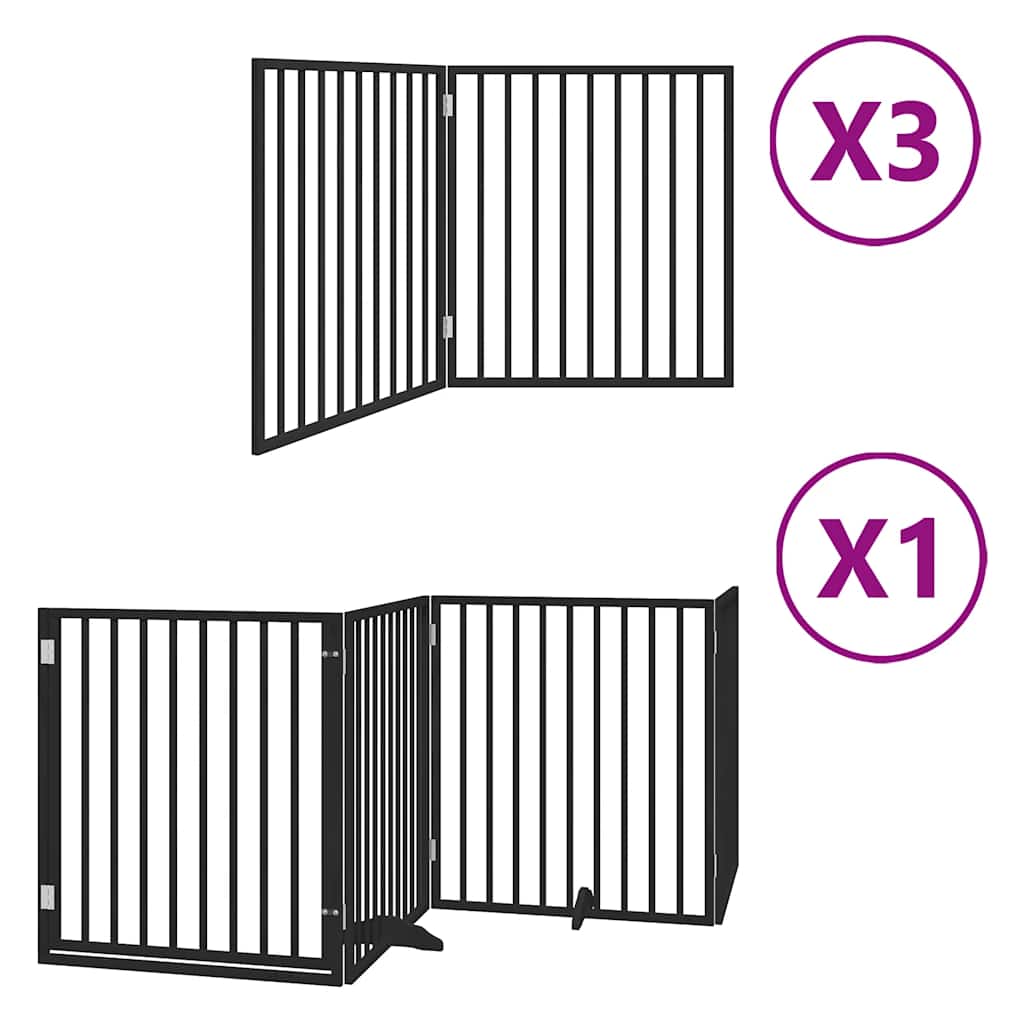 Vidaxl puerta para perros plegable 10 paneles 800 cm madera de álamo negro