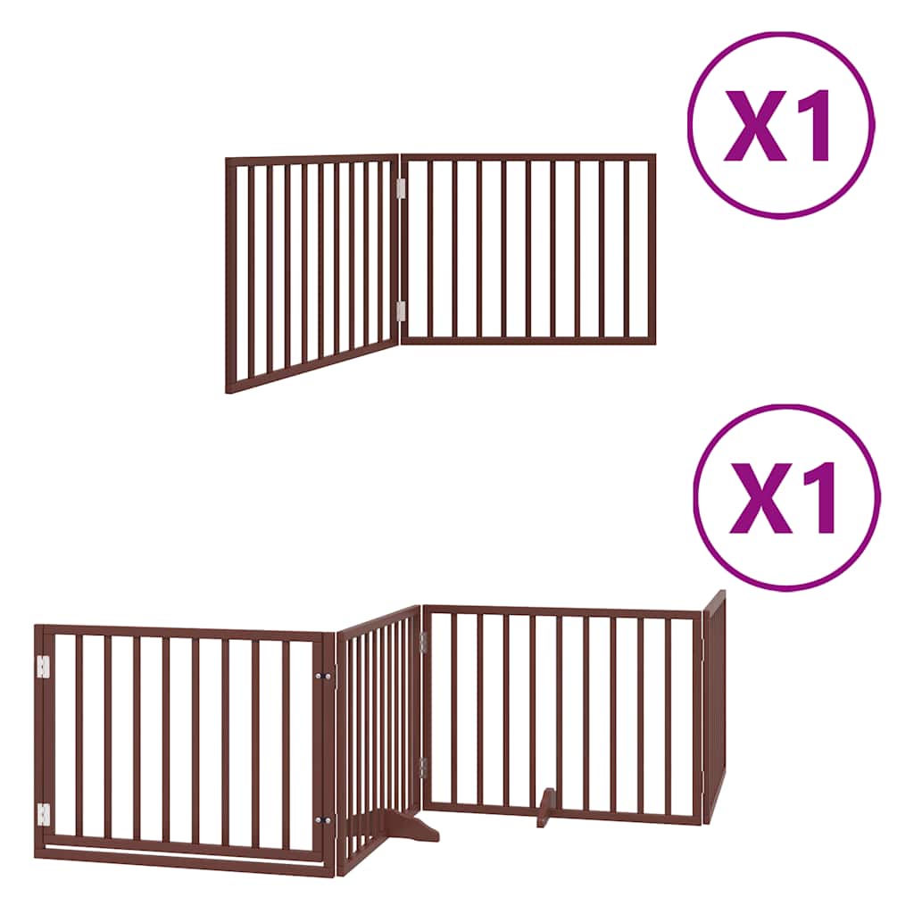 Cancello per cani pieghevole Vidaxl 6 pannelli 480 cm in legno di pioppo marrone