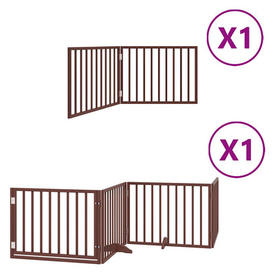 Vidaxl puerta para perros plegable 6 paneles 480 cm madera de álamo marrón