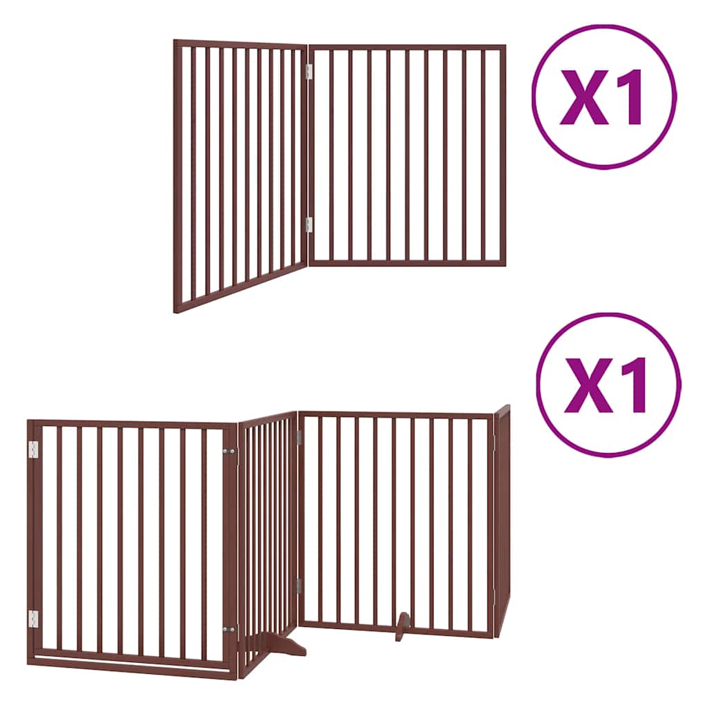 Vidaxl puerta para perros plegable 6 paneles 480 cm madera de álamo marrón
