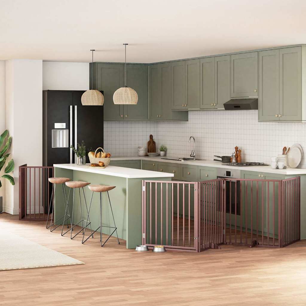 Vidaxx puerta para perros plegable 8 paneles 640 cm madera de álamo marrón