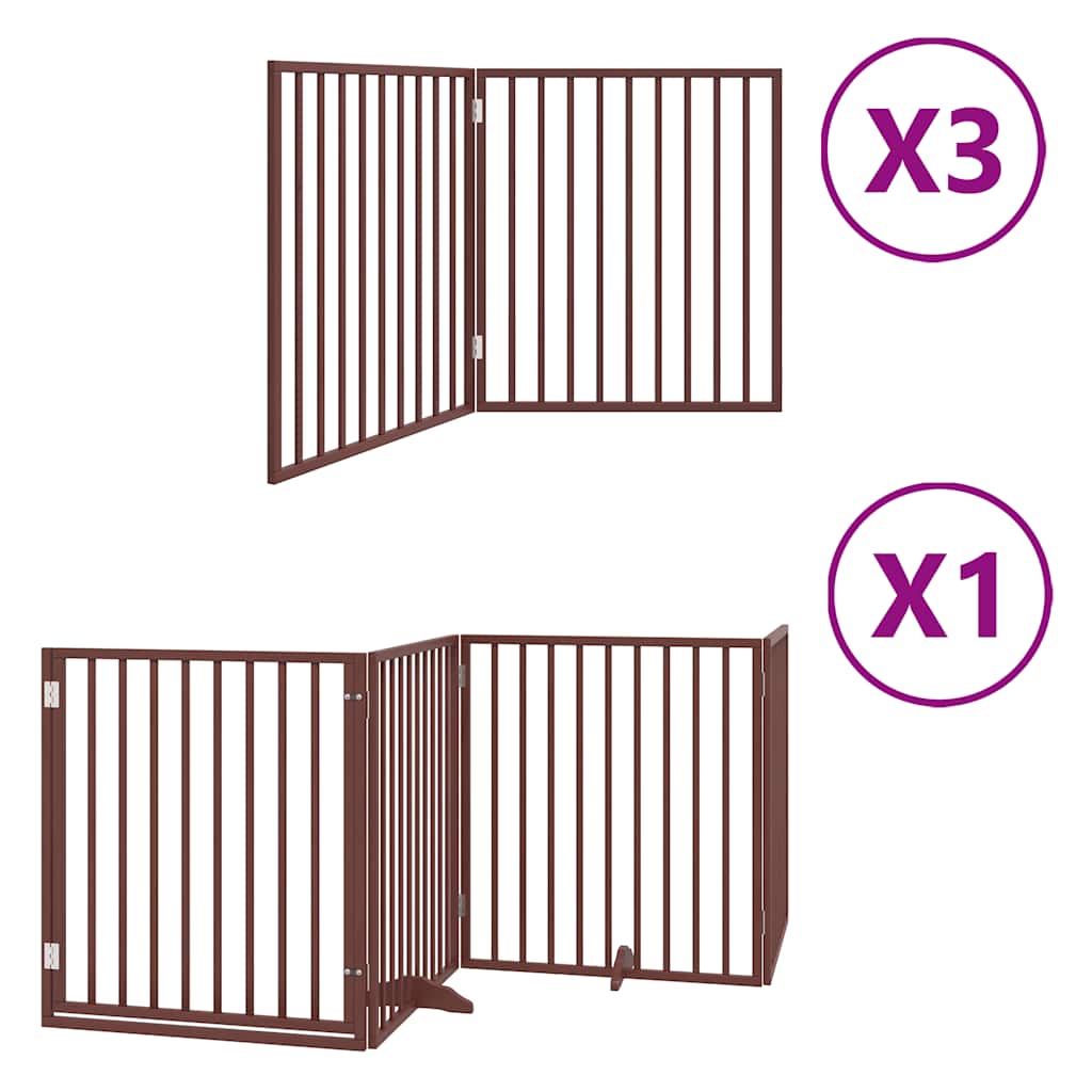 Vidaxl puerta para perros plegable 10 paneles 800 cm madera de álamo marrón