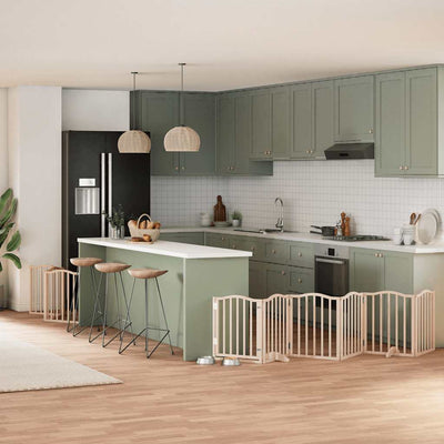 Vidaxx puerta plegable para perros con puerta 9 paneles 450 cm madera de álamo