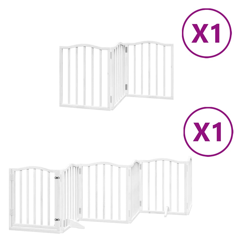 Cancello per cani pieghevole Vidaxx con porta 9 pannelli 450 cm in legno di pioppo bianco