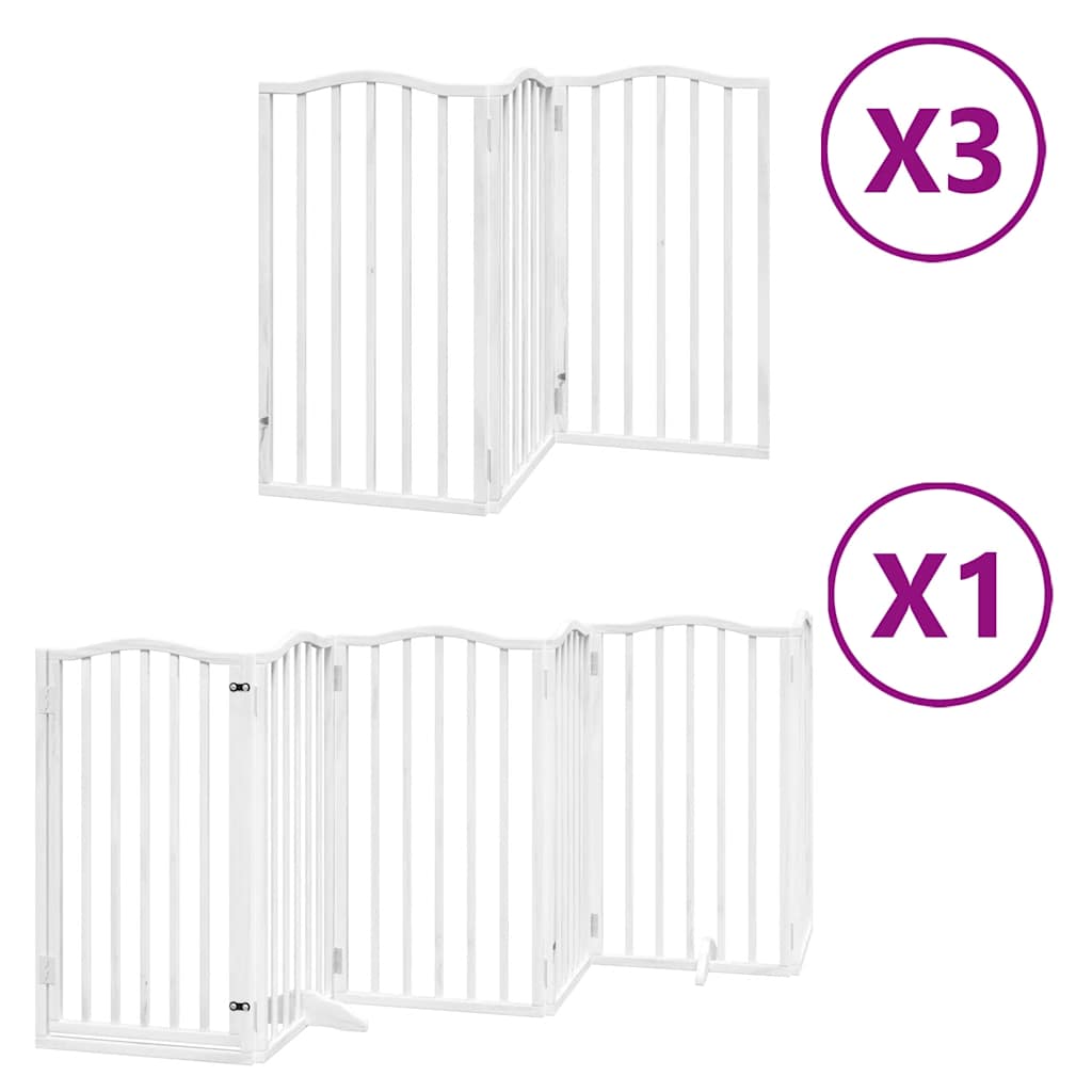 Cancello per cani pieghevole Vidaxx con porta 15 pannelli 750 cm in legno di pioppo bianco