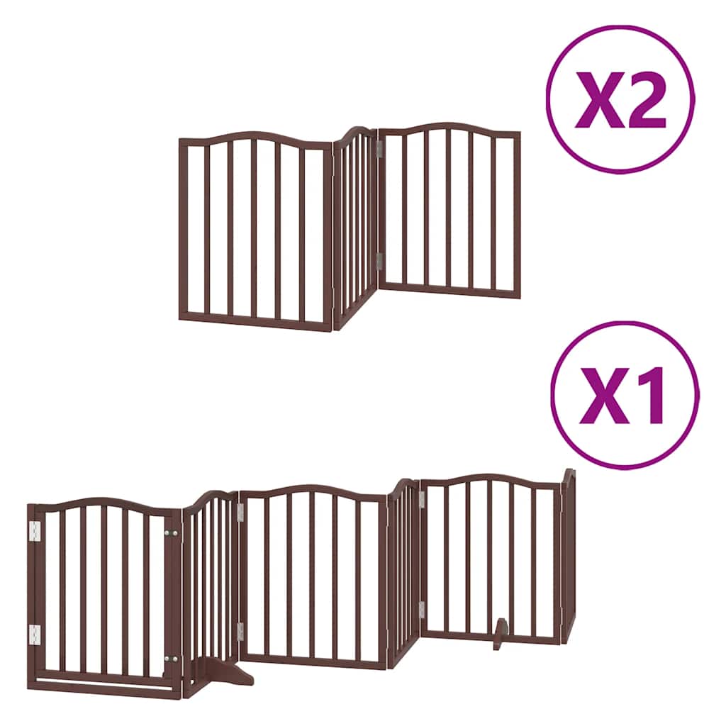 Vidaxl puerta para perros plegable 12 paneles 600 cm madera de álamo marrón