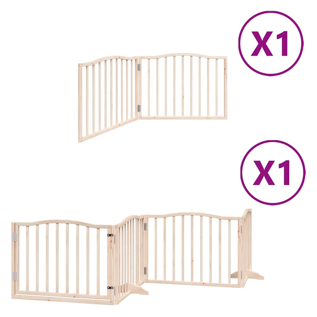 Vidaxx puerta para perros plegable con puerta 6 paneles 480 cm madera de álamo