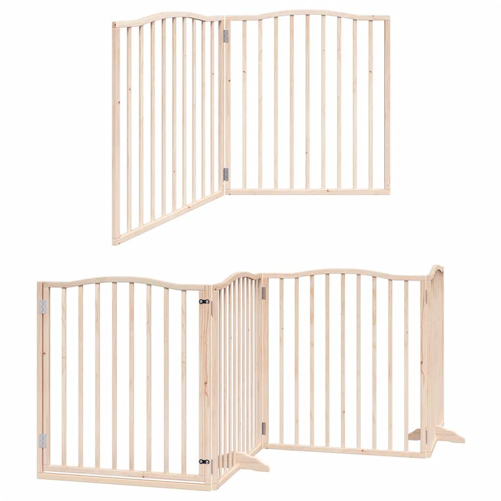 Vidaxx puerta para perros plegable con puerta 6 paneles 480 cm madera de álamo