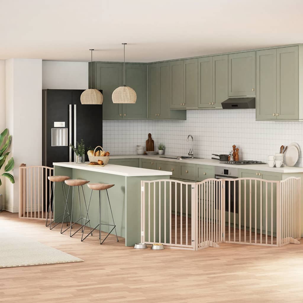 Vidaxx puerta para perros plegable con puerta 6 paneles 480 cm madera de álamo