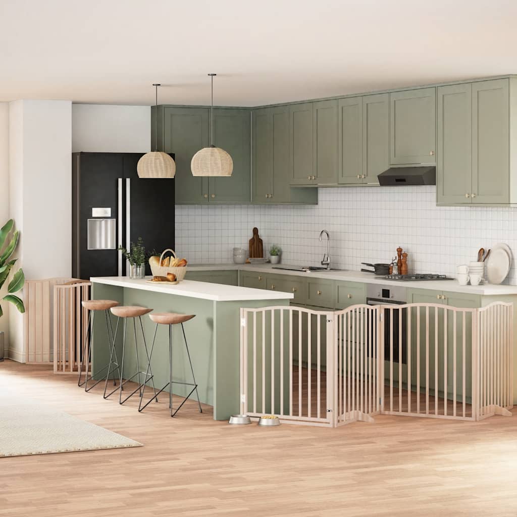 Vidaxx puerta plegable para perros con puerta 12 paneles 960 cm madera de álamo