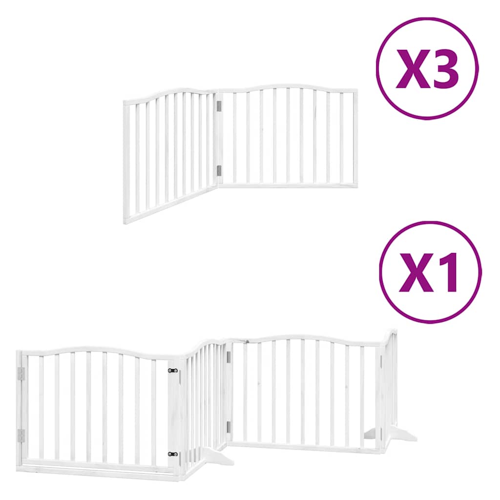 Cancello per cani pieghevole Vidaxx con porta 10 pannelli 800 cm in legno di pioppo bianco