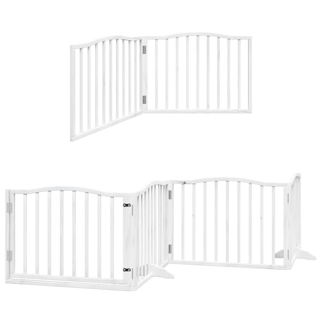 Cancello per cani pieghevole Vidaxx con porta 10 pannelli 800 cm in legno di pioppo bianco