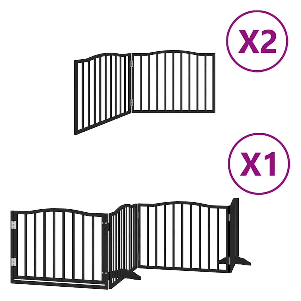 Vidaxx puerta para perros plegable 8 paneles 640 cm madera de álamo negro
