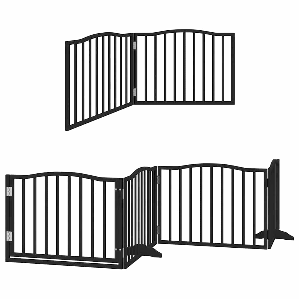 Vidaxl puerta para perros plegable 10 paneles 800 cm madera de álamo negro