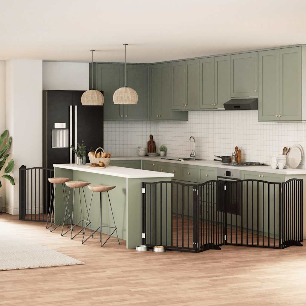 Vidaxx puerta para perros plegable 6 paneles 480 cm madera de álamo negro