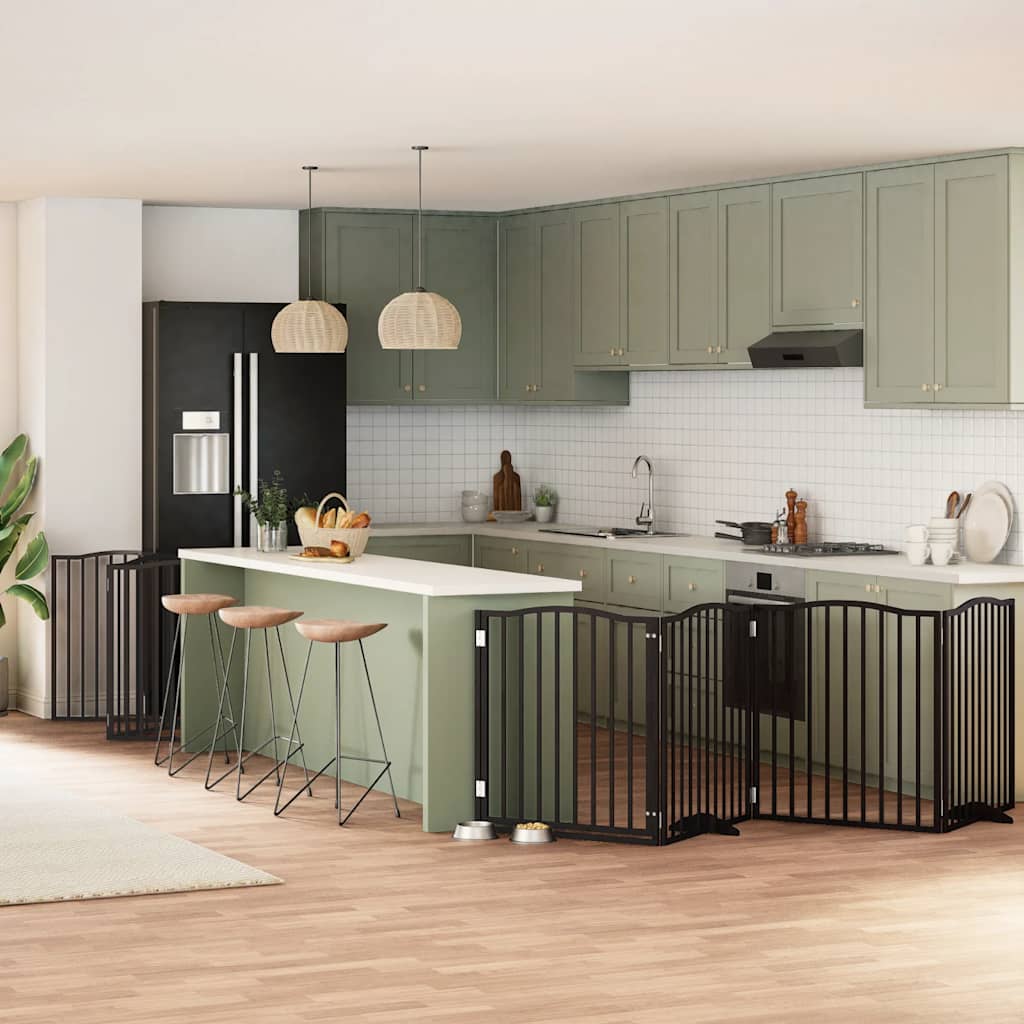 Vidaxx puerta para perros plegable 12 paneles 960 cm madera de álamo negro