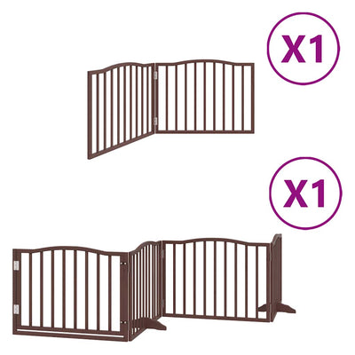 Vidaxl puerta para perros plegable 6 paneles 480 cm madera de álamo marrón