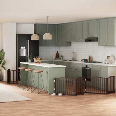 Vidaxl puerta para perros plegable 6 paneles 480 cm madera de álamo marrón