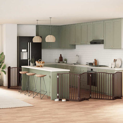 Vidaxl puerta para perros plegable 6 paneles 480 cm madera de álamo marrón