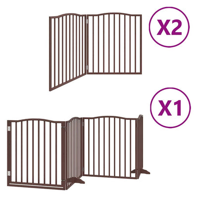 Cancello per cani pieghevole Vidaxx 8 pannelli 640 cm in legno di pioppo marrone