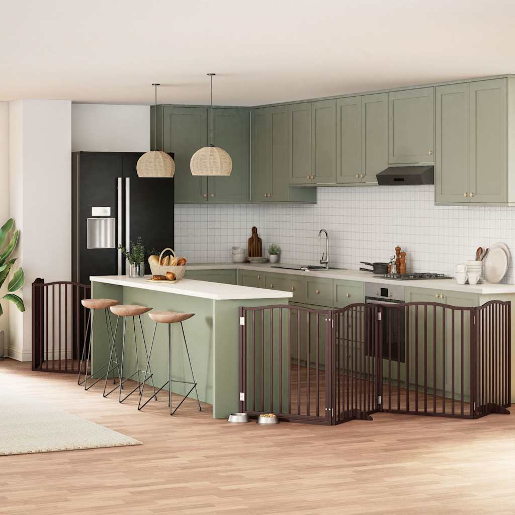 Vidaxx puerta para perros plegable 8 paneles 640 cm madera de álamo marrón