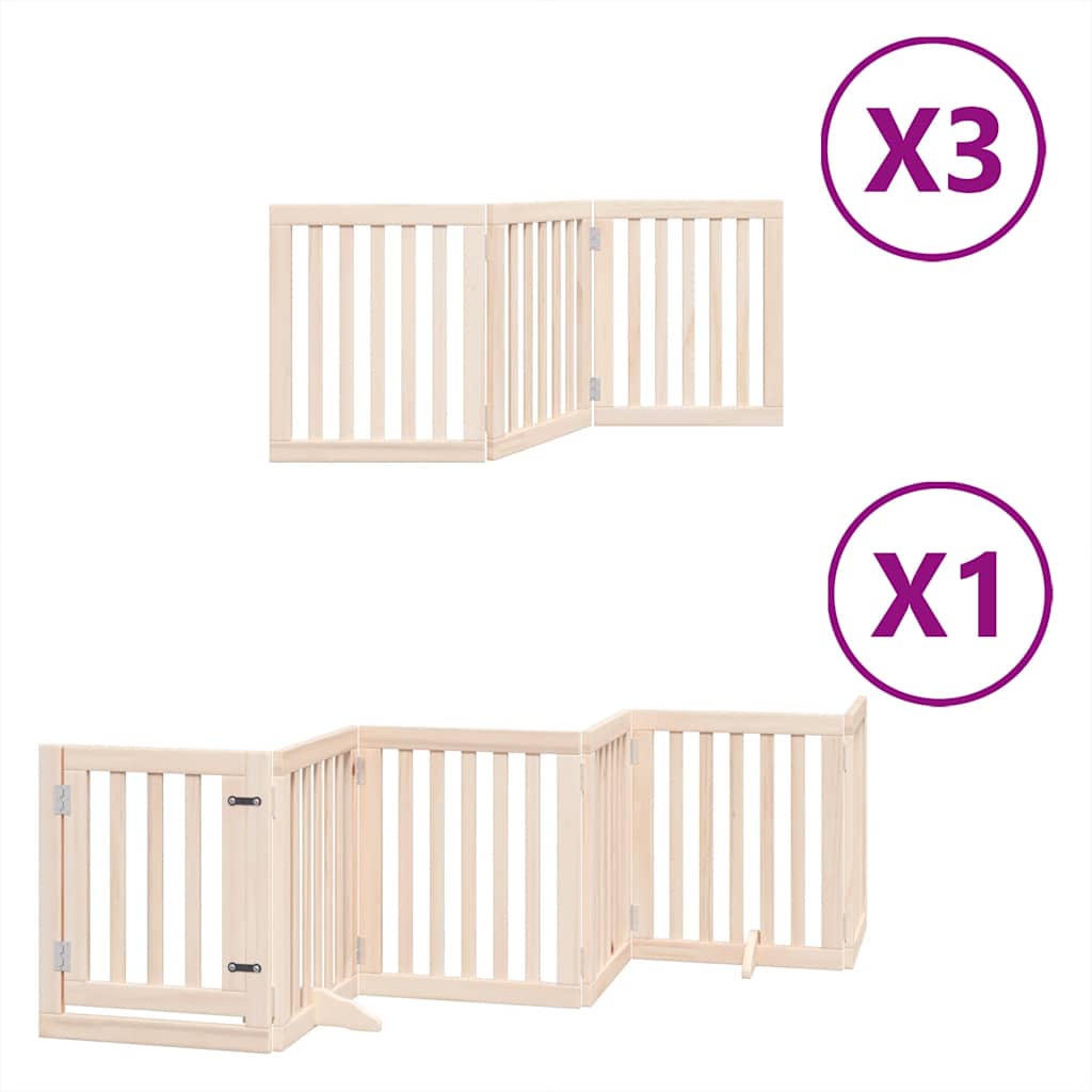 Cancello per cani pieghevole Vidaxx con porta 15 pannelli 750 cm in legno di pioppo