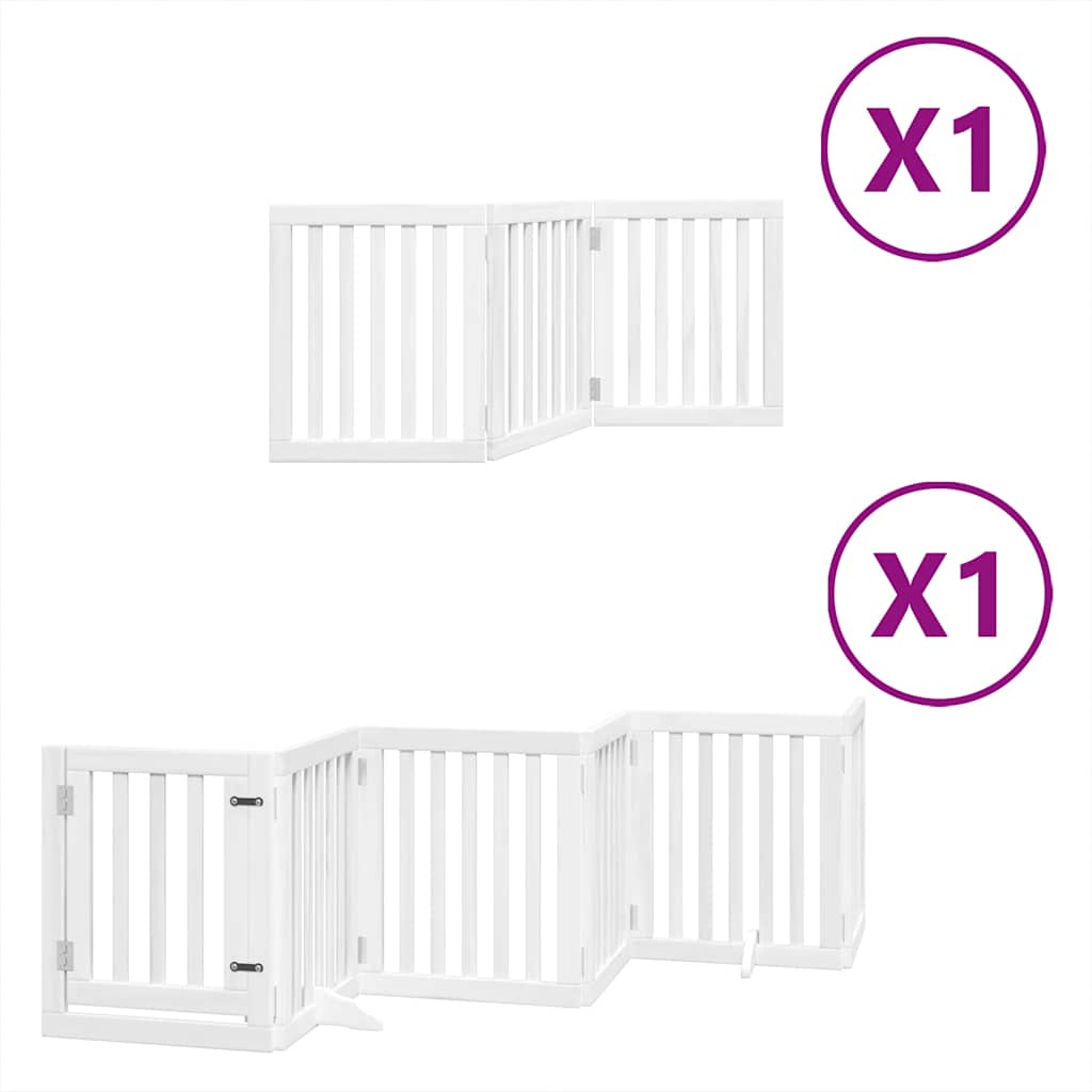 Vidaxx puerta para perros plegable con puerta 9 paneles 450 cm madera de álamo blanco