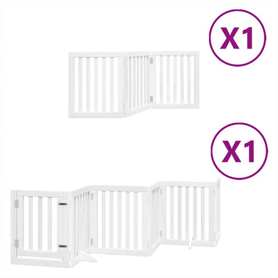Vidaxx puerta para perros plegable con puerta 9 paneles 450 cm madera de álamo blanco