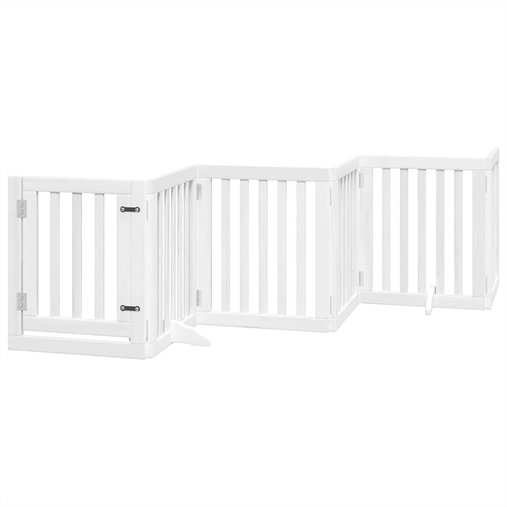 Vidaxx puerta para perros plegable con puerta 9 paneles 450 cm madera de álamo blanco