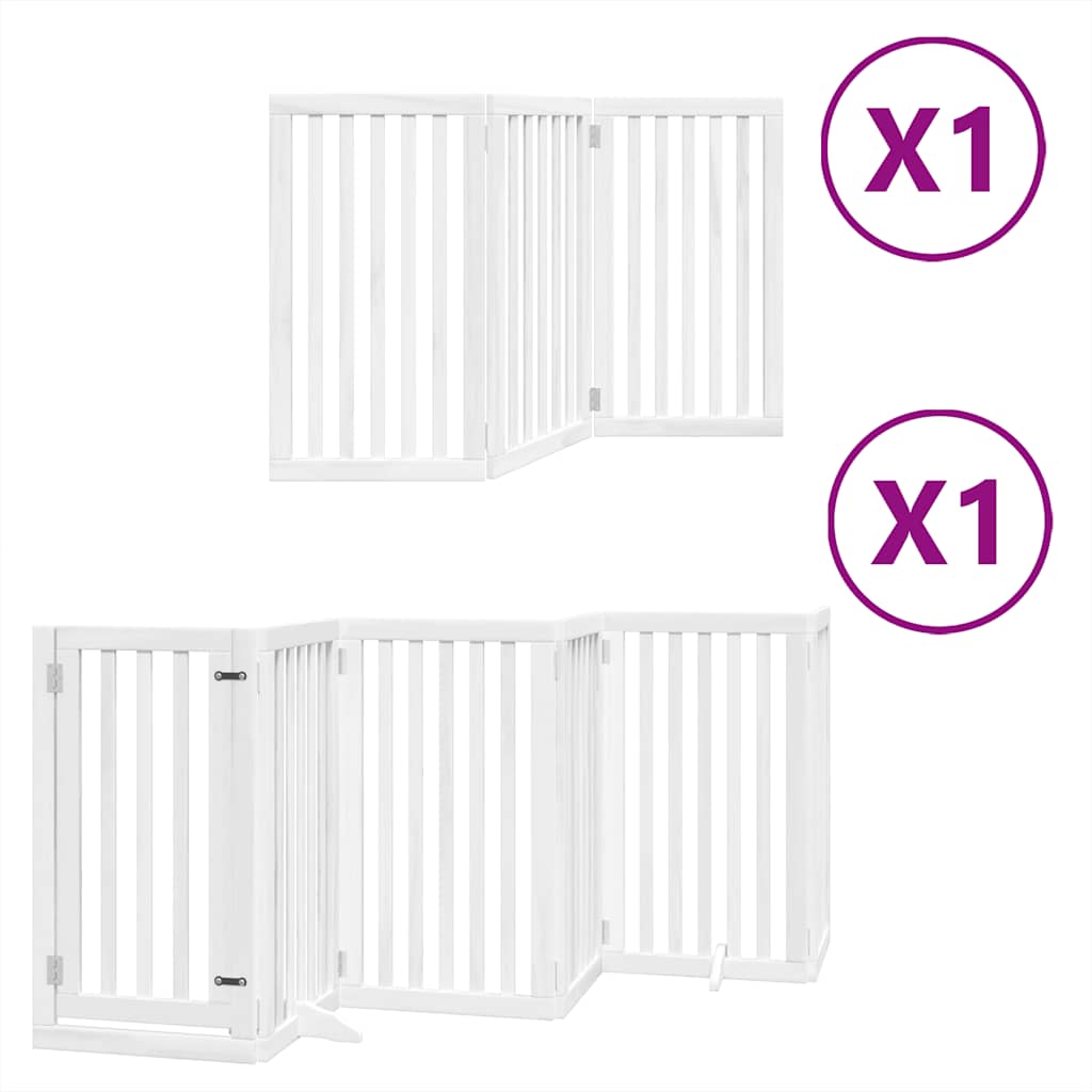Vidaxx puerta para perros plegable con puerta 9 paneles 450 cm madera de álamo blanco