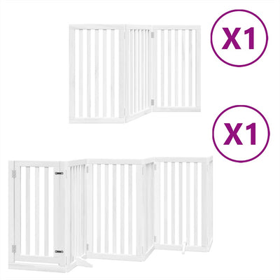 Vidaxx puerta para perros plegable con puerta 9 paneles 450 cm madera de álamo blanco