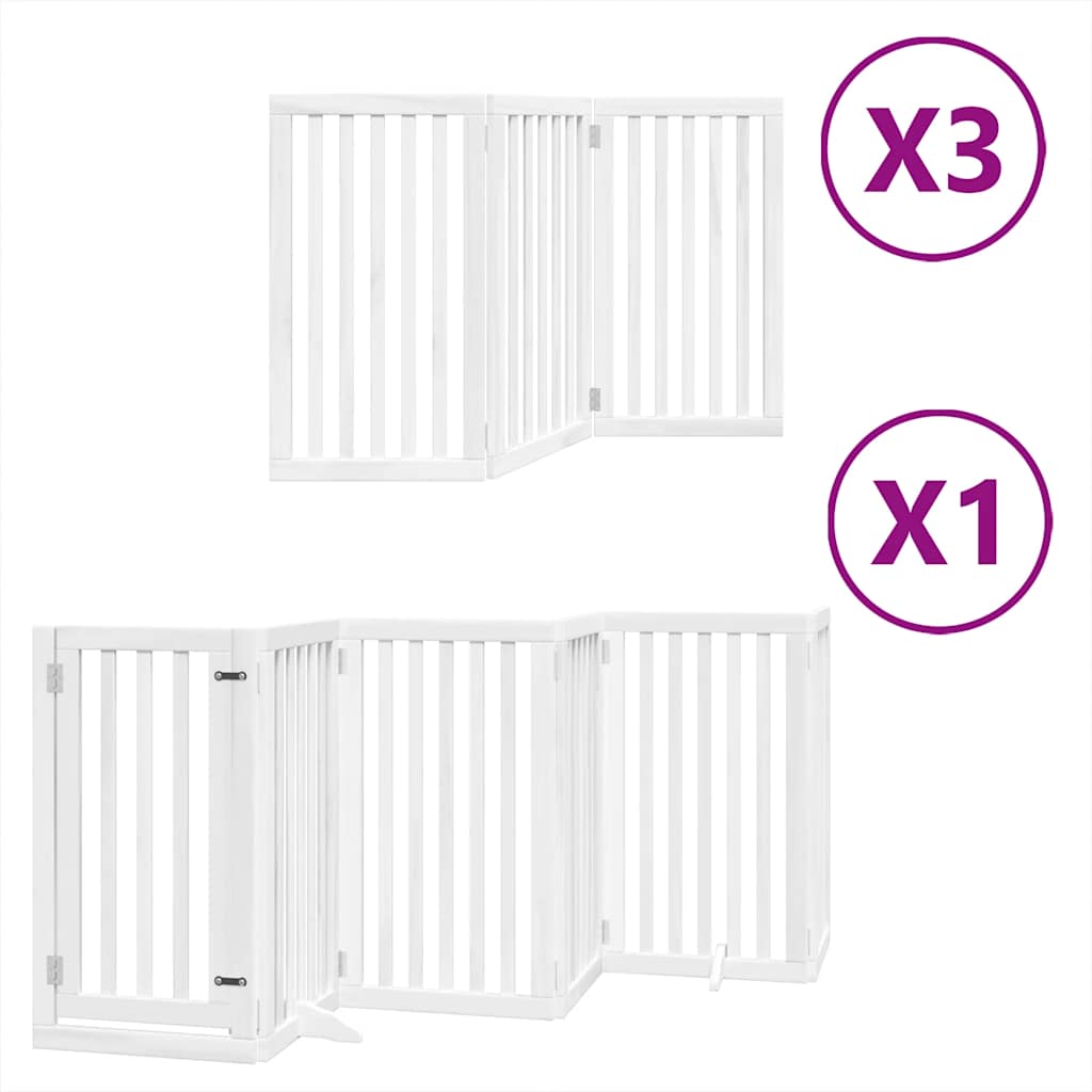 Cancello per cani pieghevole Vidaxx con porta 15 pannelli 750 cm in legno di pioppo bianco