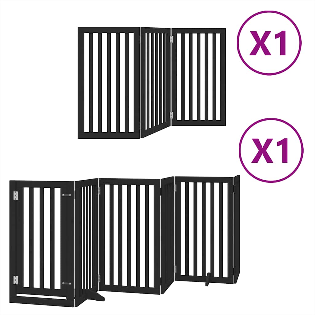 Vidaxx puerta para perros plegable 9 paneles 450 cm madera de álamo negro