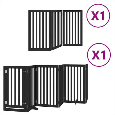Cancello per cani pieghevole Vidaxx 9 pannelli 450 cm in legno di pioppo nero