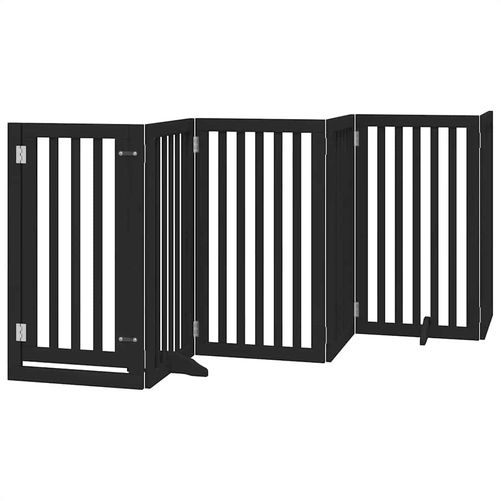 Vidaxx puerta para perros plegable 12 paneles 600 cm madera de álamo negro