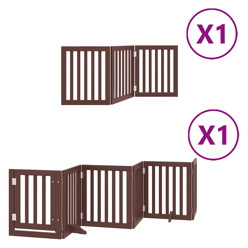 Cancello per cani pieghevole Vidaxx 9 pannelli 450 cm in legno di pioppo marrone