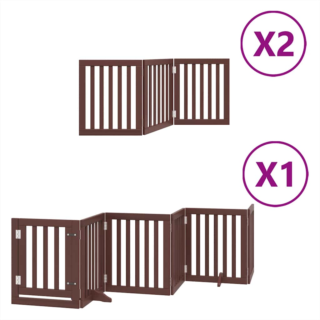 Vidaxl puerta para perros plegable 12 paneles 600 cm madera de álamo marrón