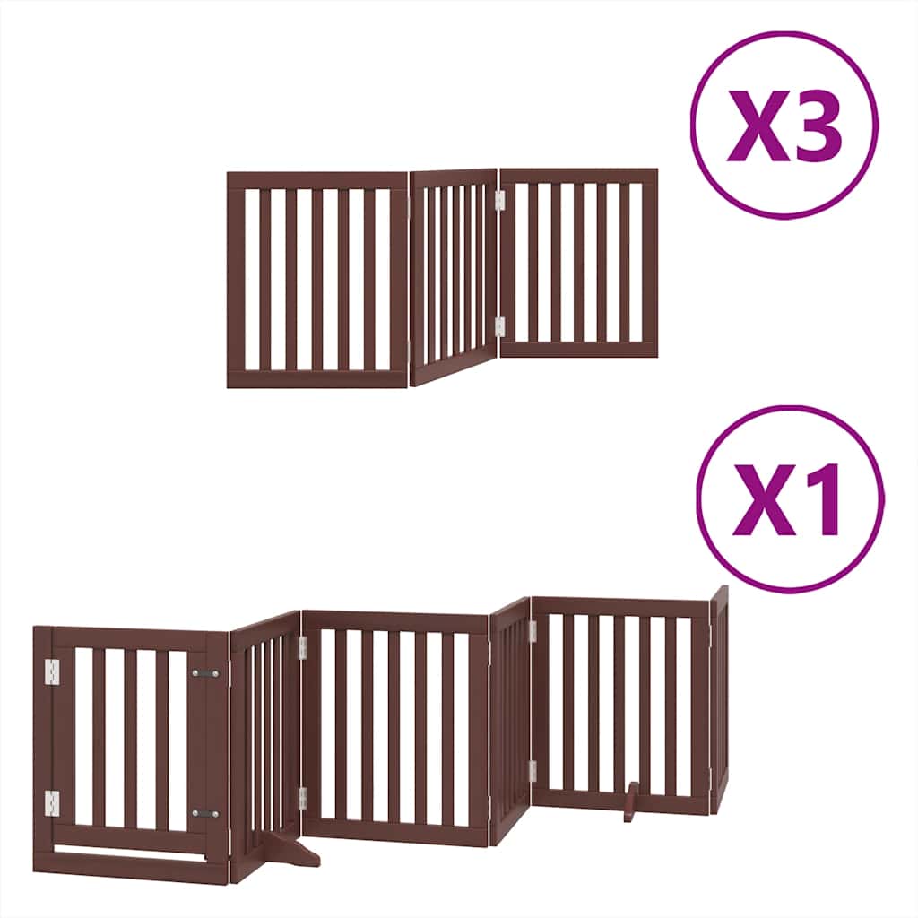 Vidaxl puerta para perros plegable 15 paneles 750 cm madera de álamo marrón