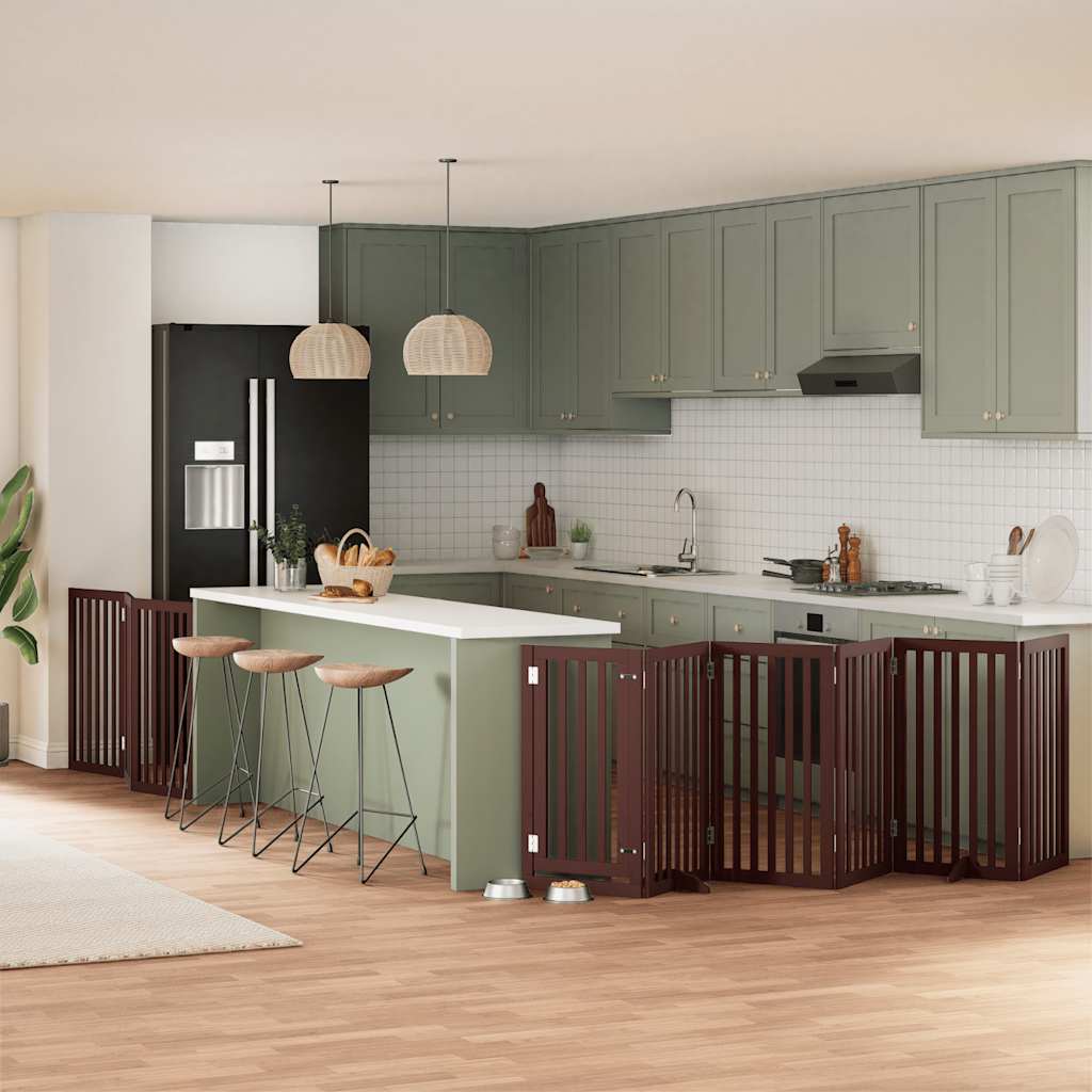 Vidaxx puerta para perros plegable 9 paneles 450 cm madera de álamo marrón