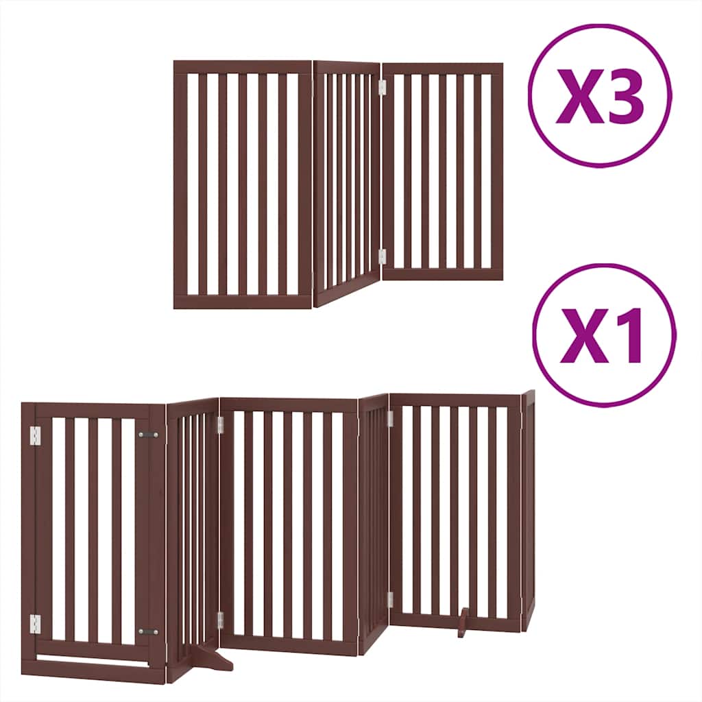 Cancello per cani pieghevole Vidaxl 15 pannelli 750 cm in legno di pioppo marrone