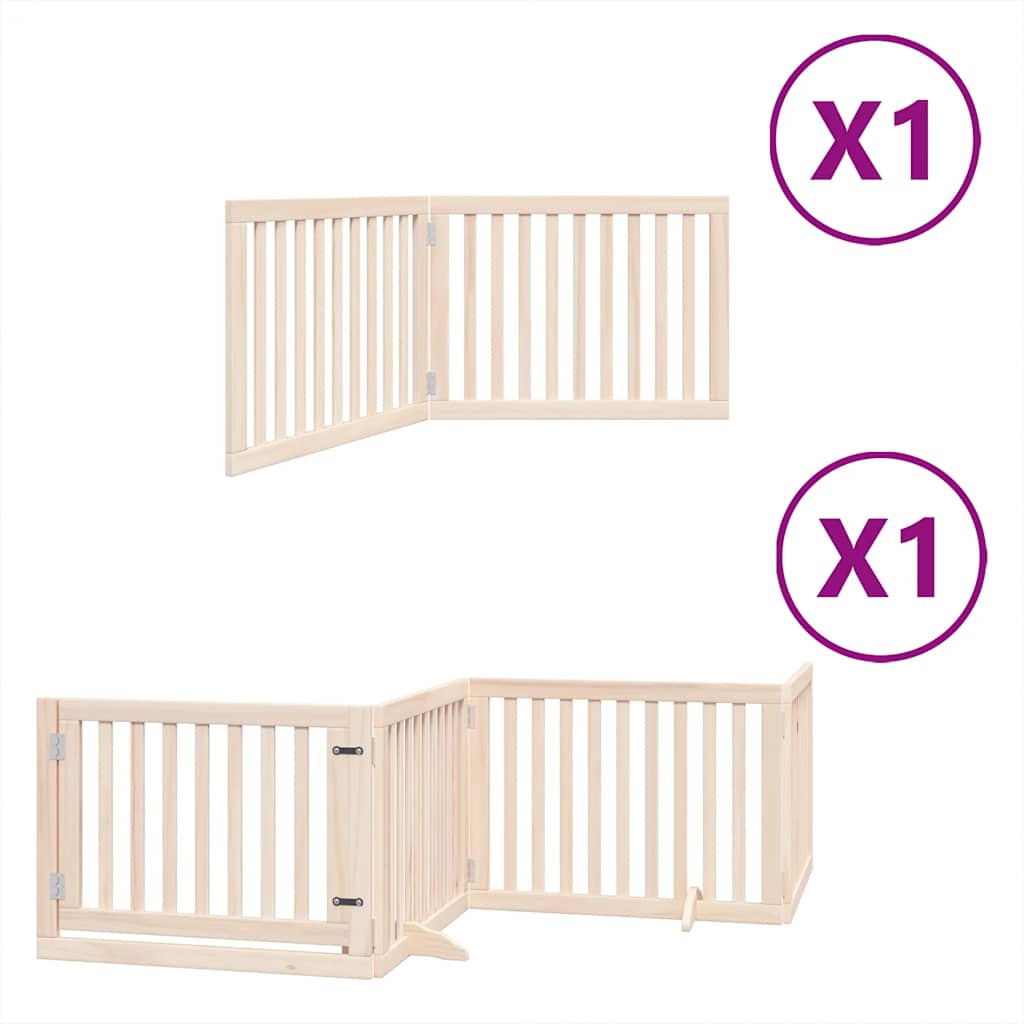 Vidaxx puerta para perros plegable con puerta 6 paneles 480 cm madera de álamo
