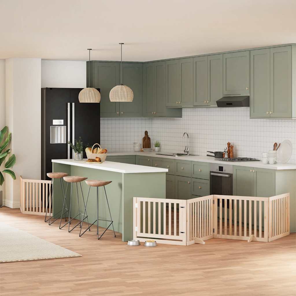 Vidaxx puerta para perros plegable con puerta 6 paneles 480 cm madera de álamo
