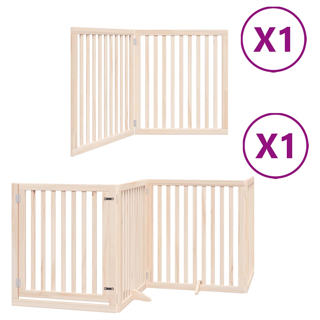 Vidaxx puerta para perros plegable con puerta 6 paneles 480 cm madera de álamo