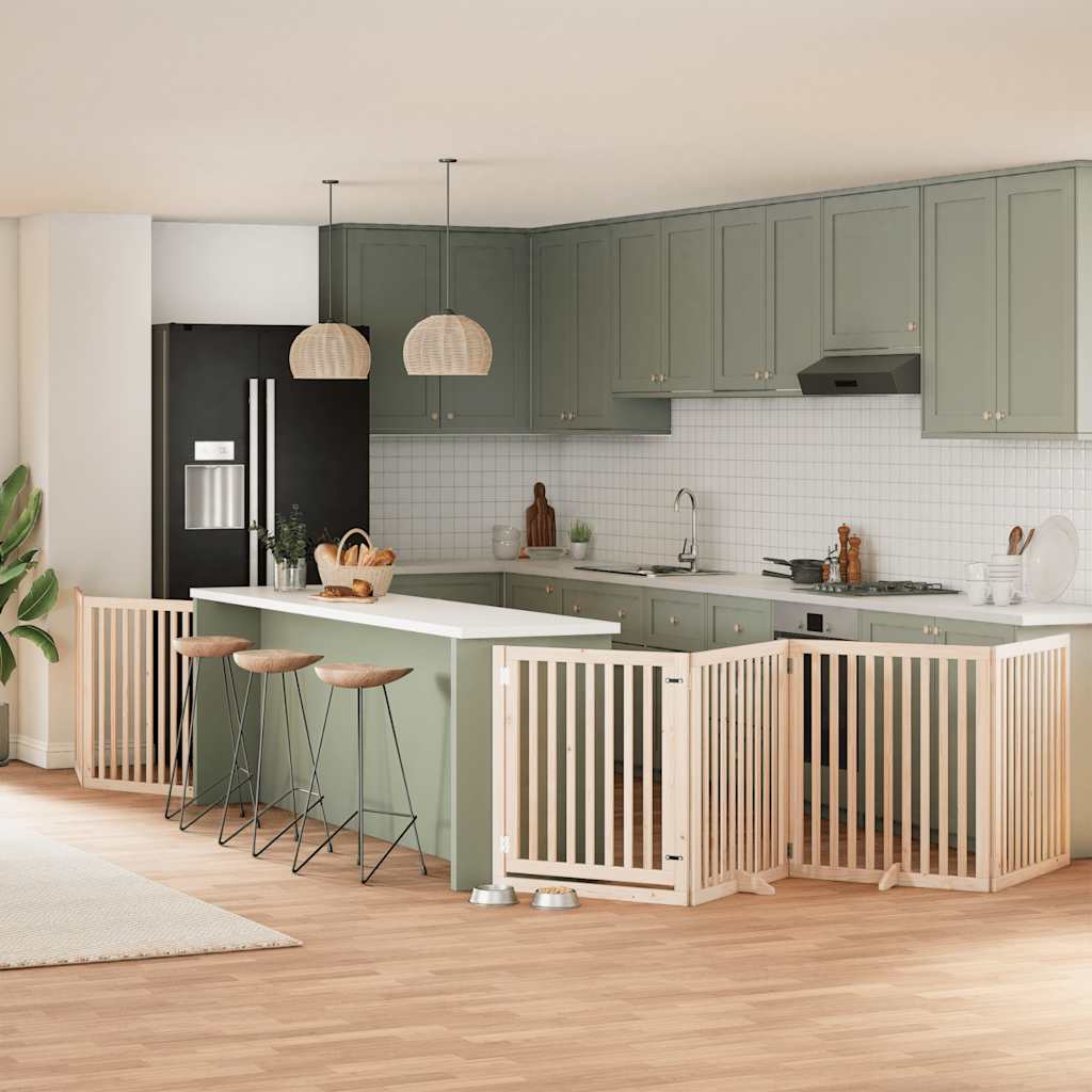 Vidaxx puerta plegable para perros con puerta 8 paneles 640 cm madera de álamo