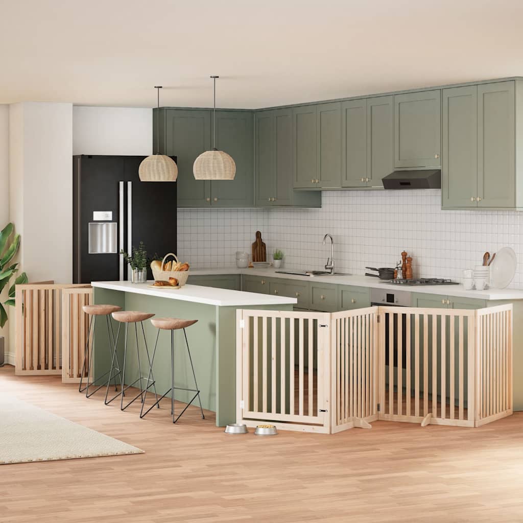 Vidaxx puerta plegable para perros con puerta 10 paneles 800 cm madera de álamo