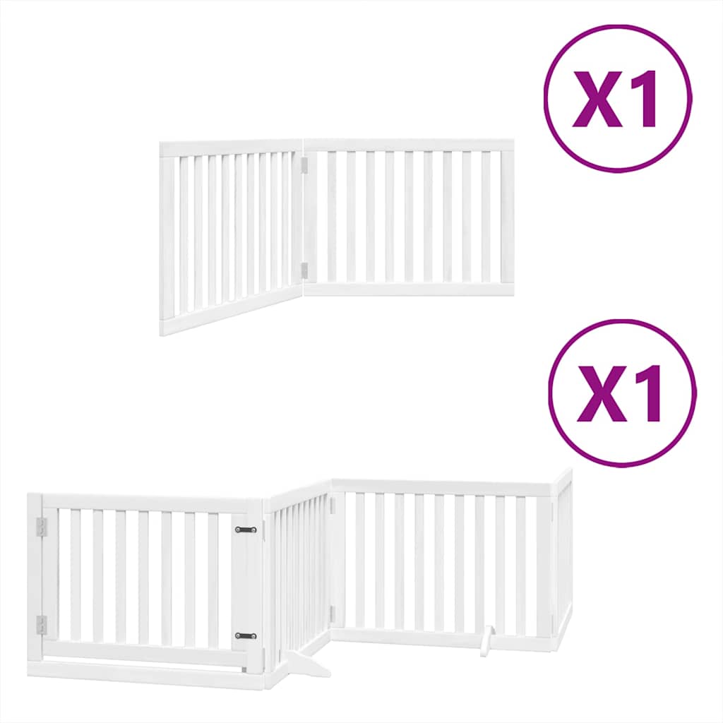 Vidaxx puerta para perros plegable con puerta 6 paneles 480 cm madera de álamo blanco